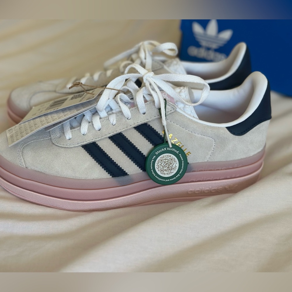 brand new never worn 7.5 Adidas Gazelle Bold - White/Clear/Pink/Indigo $150